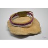 Bracelet cuir or et fuschia - suédine argent pailleté