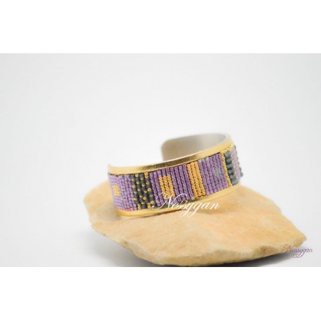 Bracelet manchette avec perles en or galvanisé