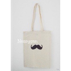 Sac de bibliothèque Moustache personnalisé par un prénom