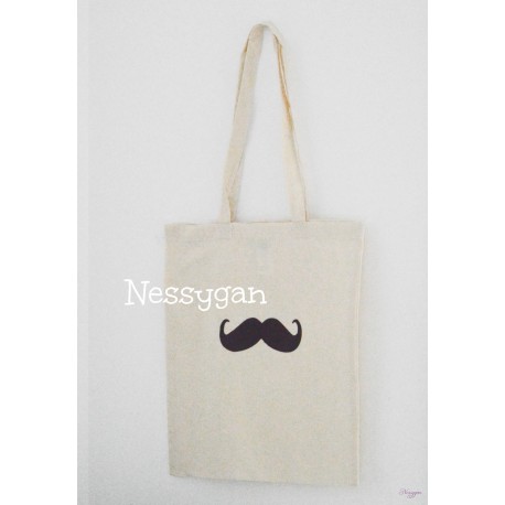 Sac de bibliothèque Moustache personnalisé par un prénom