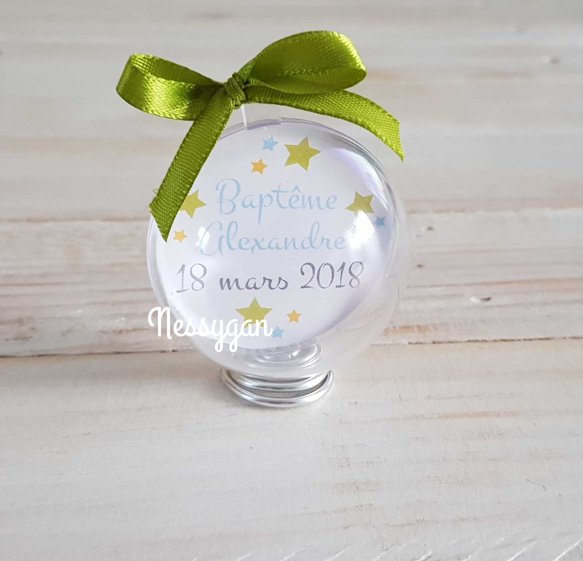 Boule photo pour bapt me personnalis e avec pr nom