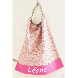 Serviette de table élastiquée Liberty Eloïse rose avec prénom