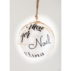 Boule de Noël "Mon 1er Noël" couleur or personnalisée par un prénom