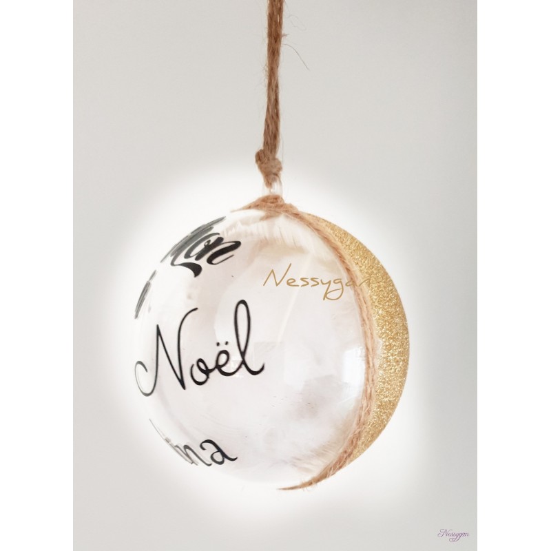 Boule De Noël Or Pailleté Mon 1er Noël Avec Prénom