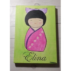 Tableau kokeshi personnalisé par un prénom