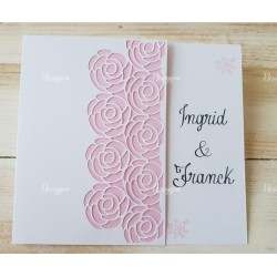 Faire-part de mariage blanc & rose dentelle