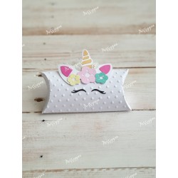 Boîte pour dragées coussin thème licorne