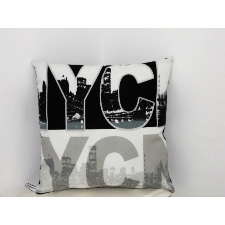 Coussin déco NYC New-york City " blanc/gris/noir" 