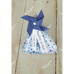 Boîte dragées berlingot thème étoiles liberty bleues