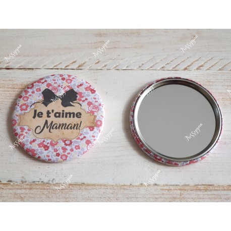 Miroir de poche personnalisé " Je t'aime maman"