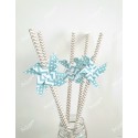 Pailles x6 moulin à vent bleu chevron et pois