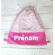 Sac à chausson Liberty rose personnalisé avec un prénom