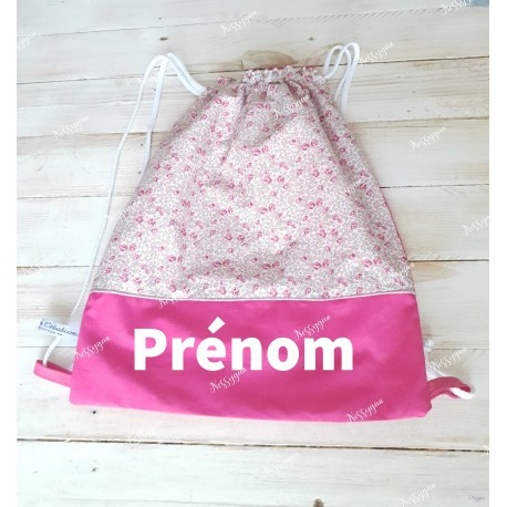 Sac à chausson Liberty rose personnalisé avec un prénom