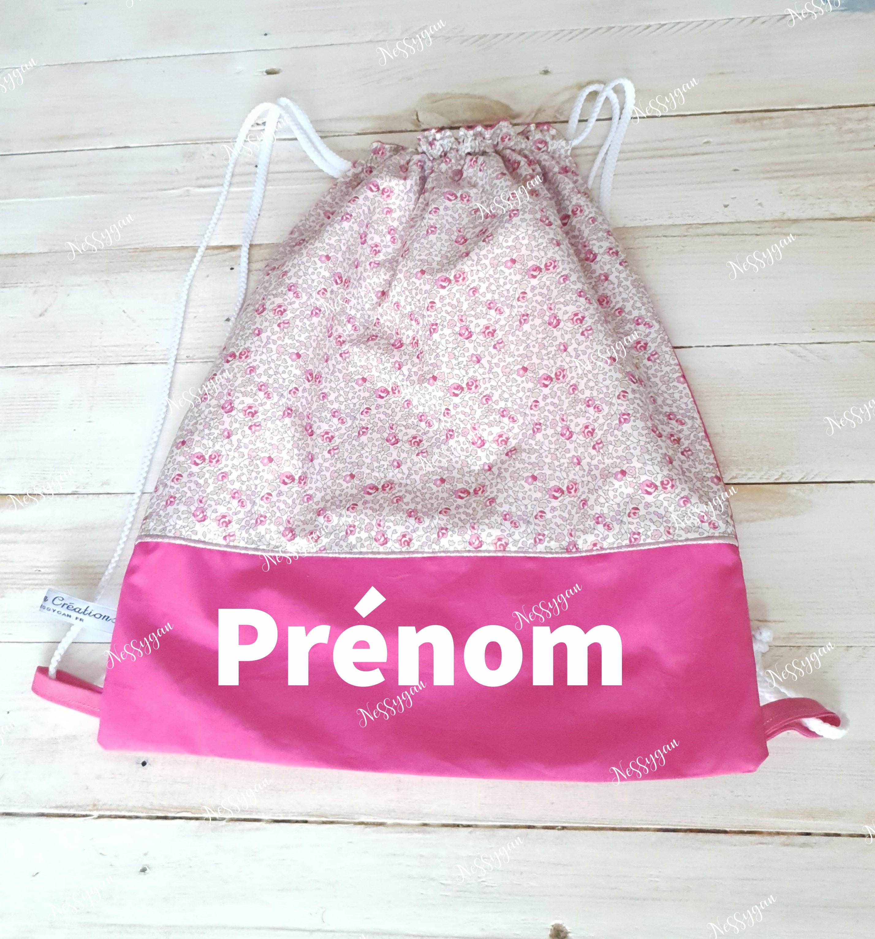 Sac chausson Liberty rose personnalis avec un pr nom Nessygan