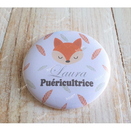 Badge flamant rose personnalisé rond infirmière, aide-soignante