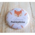 Badge renard personnalisé rond infirmière, aide-soignante