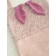 Sac à chausson, doudou Lapin Liberty Eloise rose personnalisé par un prénom