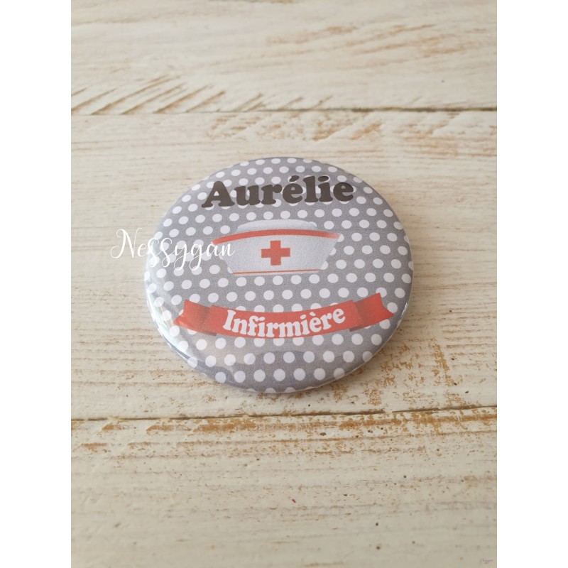 Badge liberty prénom personnalisé infirmière, aide-soignante