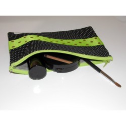 Trousse noire et verte à pois