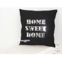 Coussin " HOME SWEET HOME" noir & argenté 