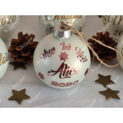 Boule de Noël en verre personnalisée flocons de neige