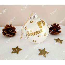 Boule de Noël en verre personnalisée petits petons