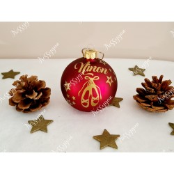 Boule de Noël rouge et or en verre danseuse étoile