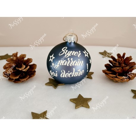 Boule de Noël en verre personnalisée super parrain