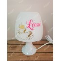 Lampe licorne or personnalisée avec prénom rose