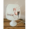 Lampe personnalisée avec prénom thème flamant rose