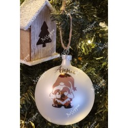 Boule de Noël lutin en verre personnalisée ROSE GOLD