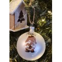 Boule de Noël lutin en verre personnalisée rose gold