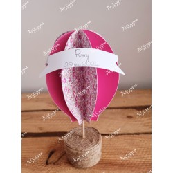 Boîte pour dragées montgolfière rose baptême