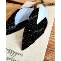 Boucles d'oreilles plumes noire or et blanche