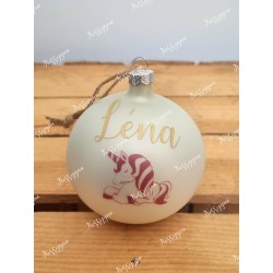 Boule de Noël en verre blanc licorne personnalisée prénom
