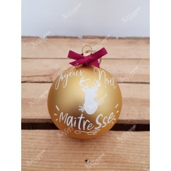 Boule de Noël or en verre Joyeux Noël maîtresse