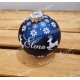 Boule de Noël en verre bleue personnalisée avec des rennes