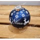 Boule de Noël en verre bleue personnalisée avec des rennes