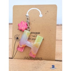 Porte-clé, bijou de sac alphabet rose multi en résine