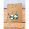 Boucles d'oreilles goutte bleu canard or et blanc