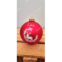 Boule de Noël en verre rouge renne