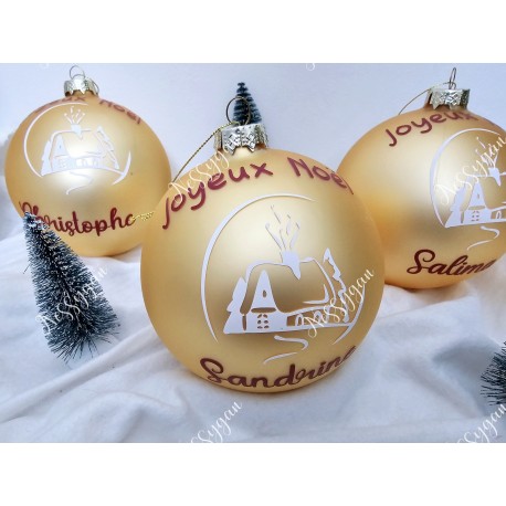 Boule de Noël chalet XXL Joyeux Noël personnalisée par un prénom