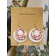 Boucles d'oreilles pendantes boho blanc or rose poudré