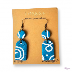 Boucles d'oreilles bleue pendantes abstrait