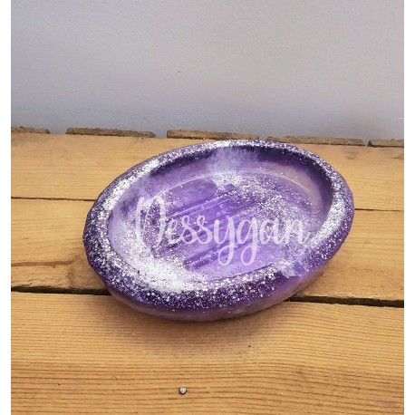 Porte-savon effet améthyste en résine