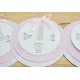Faire-part rond rose et violet 1ere communion