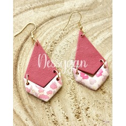 Boucles d'oreilles pendantes en polymère vieux rose