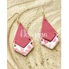 Boucles d'oreilles pendantes en polymère vieux rose
