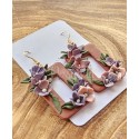 Boucles d’oreilles rectangulaires avec fleurs d’hortensia – Bijou artisanal