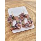 Boucles d’oreilles rectangulaires artisanales avec fleurs d’hortensia sculptéesnsia – Bijou artisanal